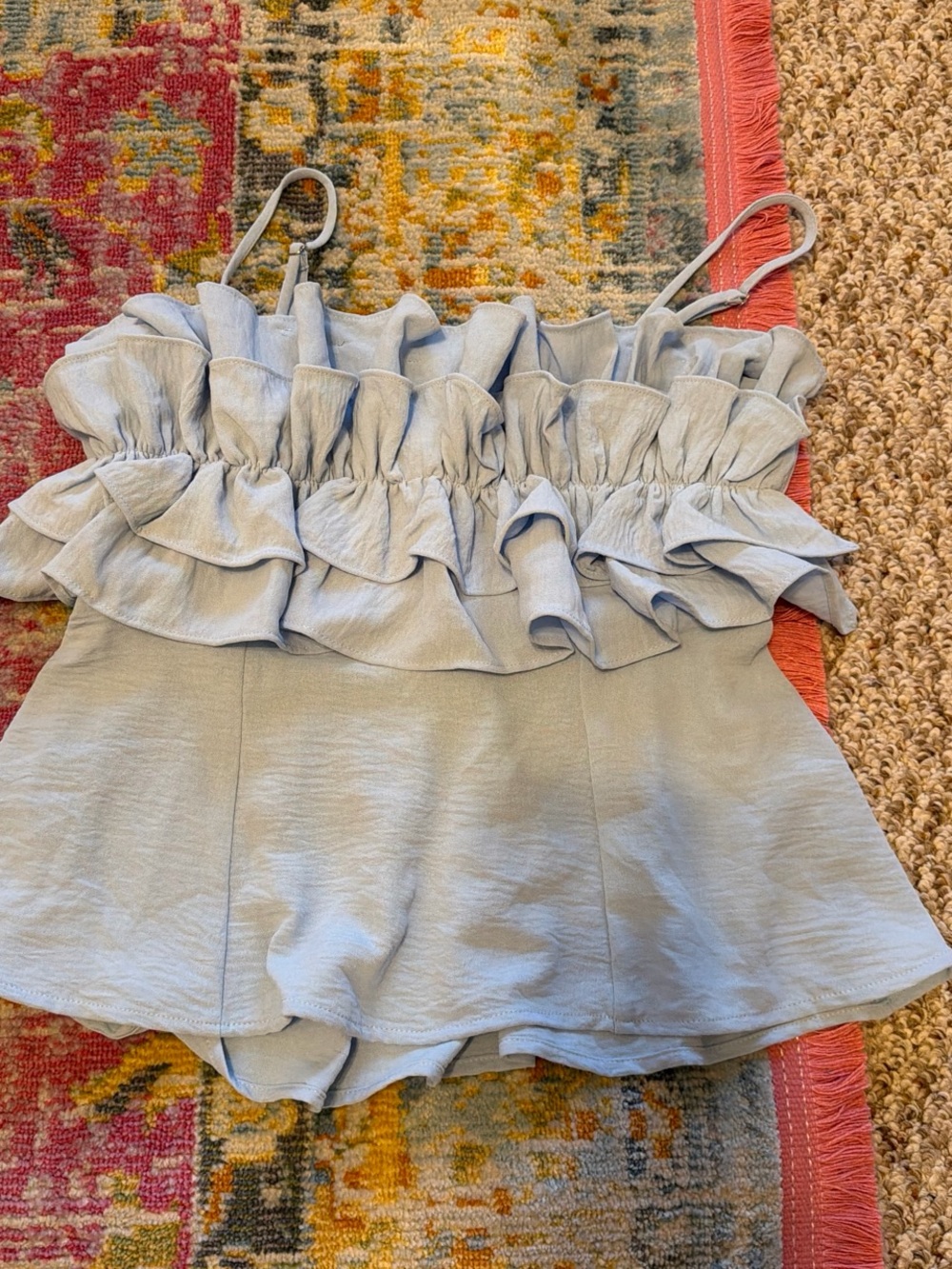 Light Blue Ruffled Cami Top